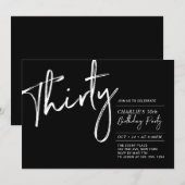 Dertig | Zwarte & Witte Moderne 30e verjaardag Kaart (Voorkant / Achterkant)
