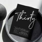 Dertig | Zwarte & Witte Moderne 30e verjaardag Kaart