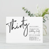 Dertig | Zwarte & Witte Moderne 30e verjaardag Kaart (Staand voorkant)
