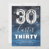 Dertigday Silver Balloon | Blauwe Partij Kaart (Voorkant)