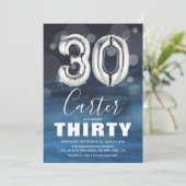 Dertigday Silver Balloon | Blauwe Partij Kaart (Staand voorkant)