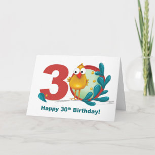 Dertigste 30 Verjaardag met Funny Bird en Branch Kaart
