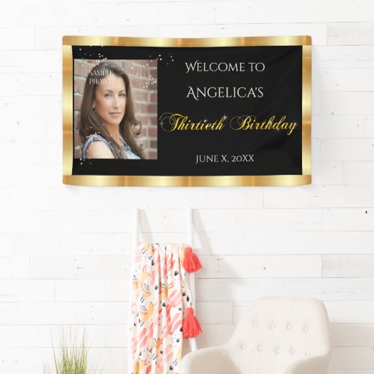 Dertigste verjaardag, Gouden glitter, Sparkle Cust Spandoek (Insitu)