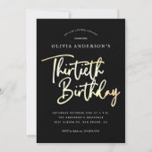 Dertigste Zwart, Wit & Goud 30ste Verjaardagsfeest Kaart (Voorkant)