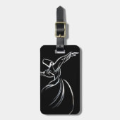 Dervish Lijn Tekening Calligrafie Stijl In Wit Bagagelabel (Voorkant verticaal)