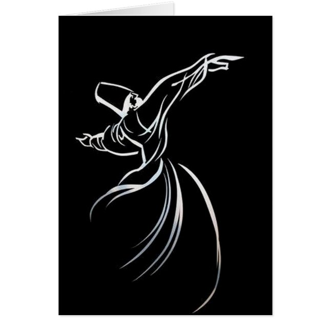 Dervish Line Drawing Calligrafy Style in White (Voorkant)