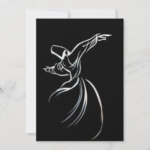Dervish Line Drawing Calligrafy Style in White