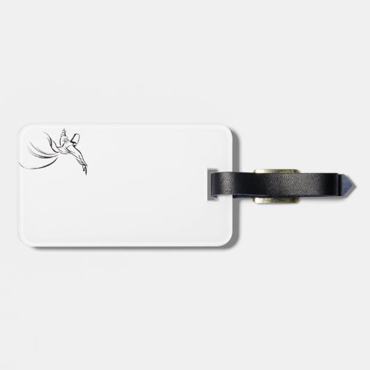 Dervish Line Drawing Calligrafy Style in White Bagagelabel (Achterkant horizontaal)