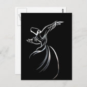Dervish Line Drawing Calligrafy Style in White Briefkaart (Voorkant / Achterkant)