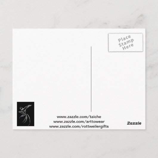 Dervish Line Drawing Calligrafy Style in White Briefkaart (Achterkant)