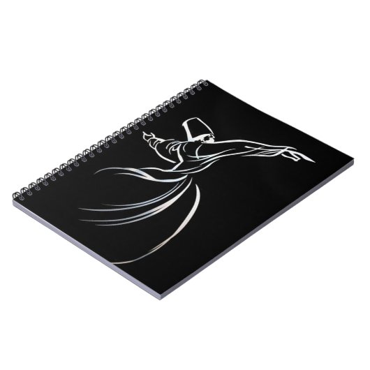 Dervish Line Drawing Calligrafy Style in White Notitieboek (Linkerzijde)