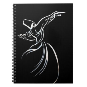 Dervish Line Drawing Calligrafy Style in White Notitieboek
