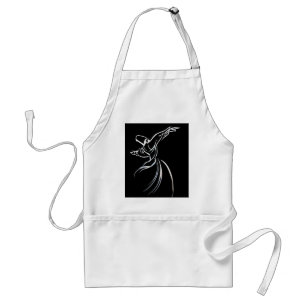 Dervish Line Drawing Calligrafy Style in White Standaard Schort