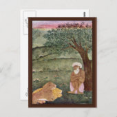 Dervish met een leeuw en een tijger. Mughal schild Briefkaart (Voorkant / Achterkant)