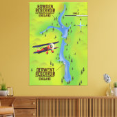Derwent & Howden Reservoirs kaartposter Canvas Afdruk (Insitu (Woonkamer))
