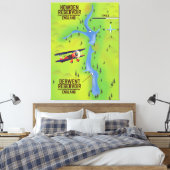 Derwent & Howden Reservoirs kaartposter Canvas Afdruk (Insitu (Slaapkamer))