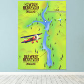 Derwent & Howden Reservoirs kaartposter Canvas Afdruk (Insitu (Houten vloer))