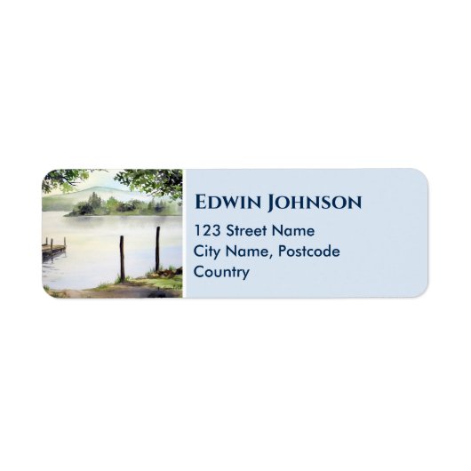 Derwent Water Keswick England Waterverf Painting Etiket (Voorkant)