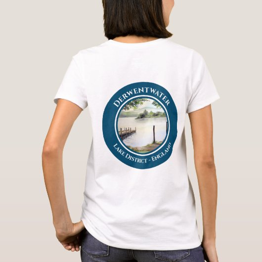 Derwent Water Keswick England Waterverf Painting T-shirt (Achterkant)