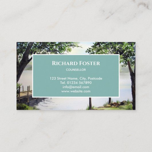 Derwent Water Lake District Waterverf schilderij Visitekaartje (Achterkant)