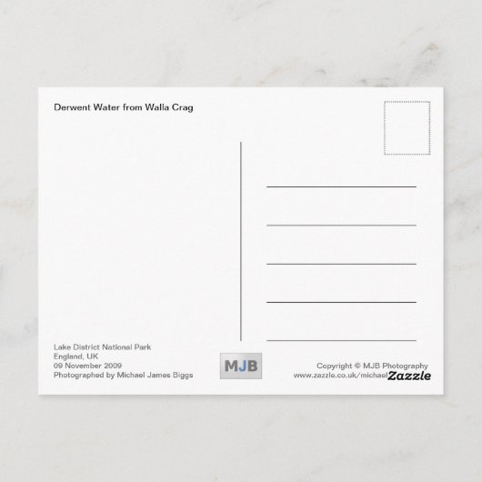 Derwent Water uit Walla Crag Briefkaart (Achterkant)