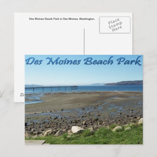 Des Moines Beach Park (tide out) Briefkaart (Voorkant / Achterkant)