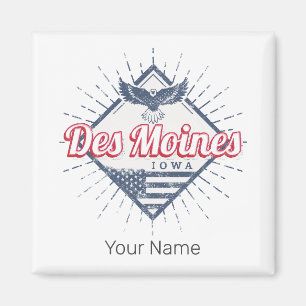 Des Moines City Iowa Verenigde Staten Vintage Vere Magneet