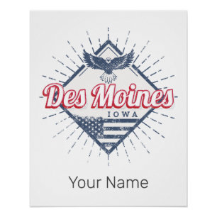 Des Moines City Iowa Verenigde Staten Vintage Vere Perfect Poster
