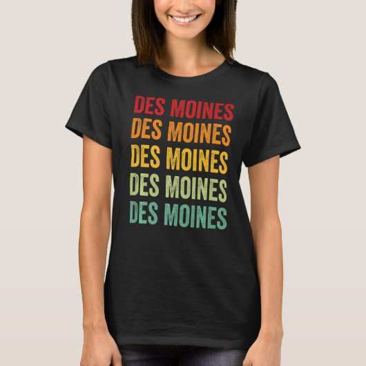 Des Moines County Iowa Rainbow Text T-shirt (Voorkant)