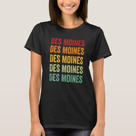 Des Moines County Iowa Rainbow Text T-shirt (Voorkant)