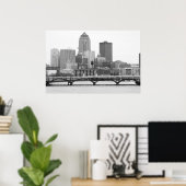 Des Moines in B&W Poster (Thuiskantoor)
