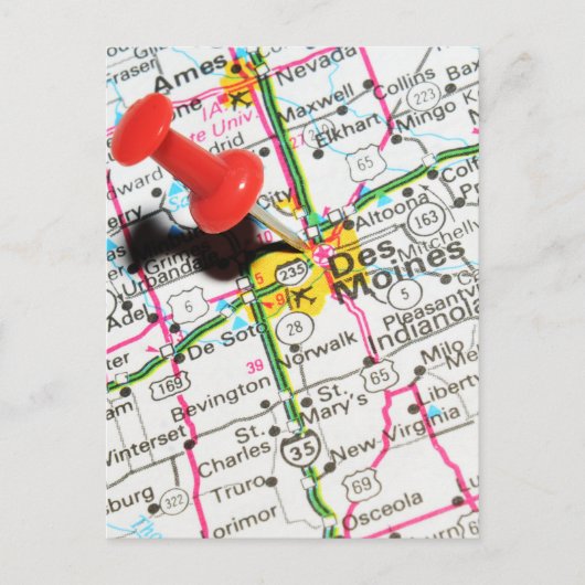 Des Moines, Iowa Briefkaart (Voorkant)