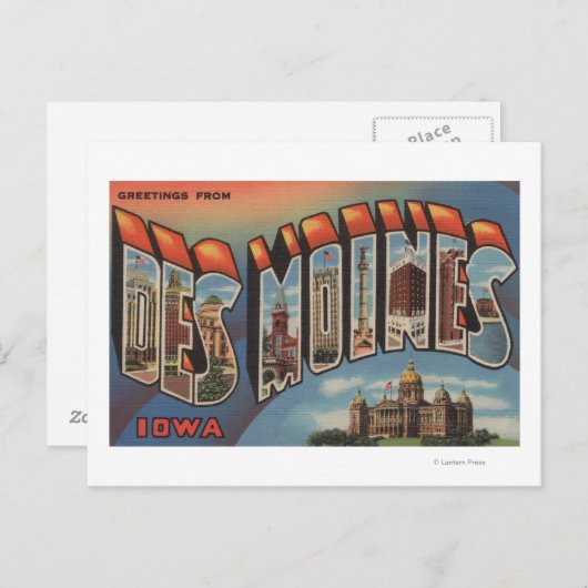 Des Moines, Iowa (Capital Building) Briefkaart (Voorkant / Achterkant)
