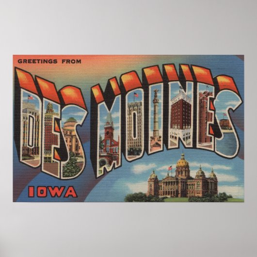 Des Moines, Iowa (Capital Building) Poster (Voorkant)