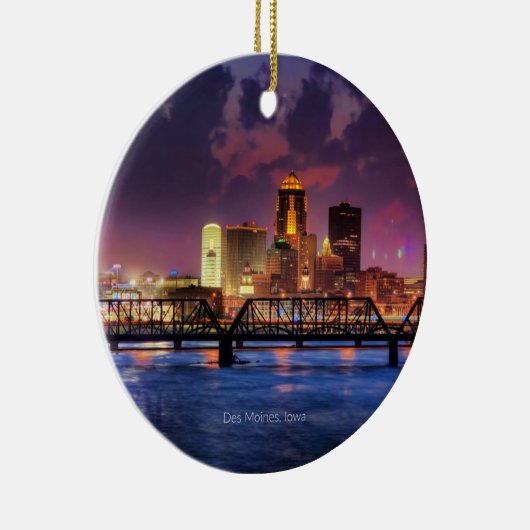 Des Moines, Iowa cityscape Keramisch Ornament (Rechts)