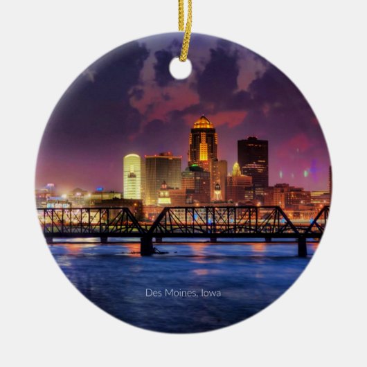 Des Moines, Iowa cityscape Keramisch Ornament (Voorkant)