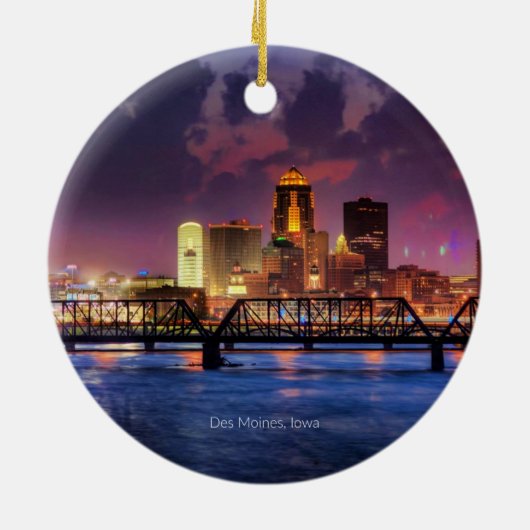 Des Moines, Iowa cityscape Keramisch Ornament (Achterkant)
