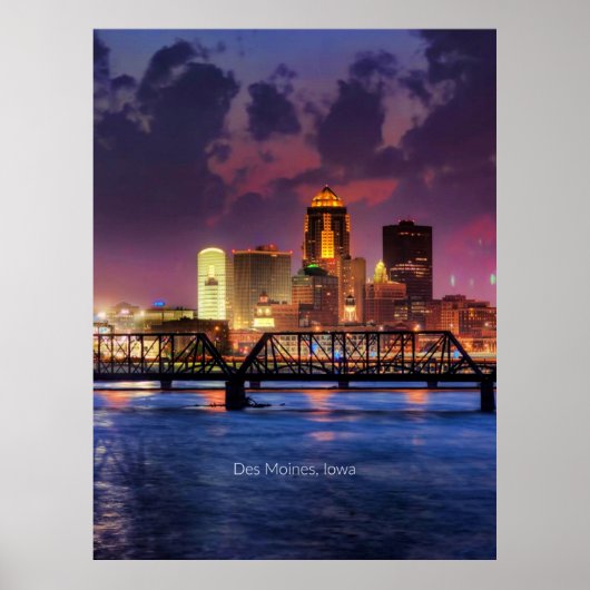 Des Moines, Iowa cityscape Poster (Voorkant)
