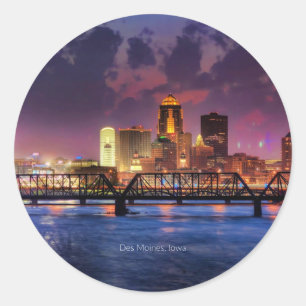 Des Moines, Iowa cityscape Ronde Sticker
