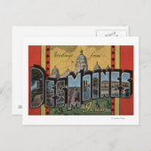 Des Moines, Iowa - Grote letterscènes Briefkaart (Voorkant / Achterkant)