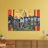 Des Moines, Iowa - Grote letterscènes Canvas Afdruk (Insitu (Woonkamer))