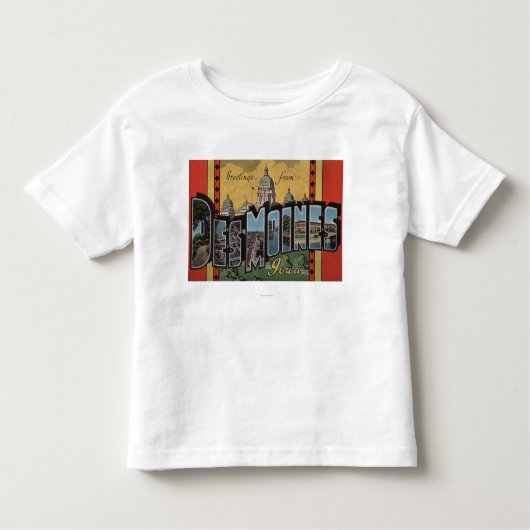 Des Moines, Iowa - Grote letterscènes Kinder Shirts (Voorkant)