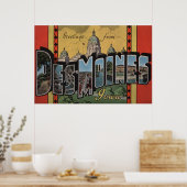Des Moines, Iowa - Grote letterscènes Poster (Keuken)