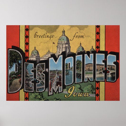 Des Moines, Iowa - Grote letterscènes Poster (Voorkant)