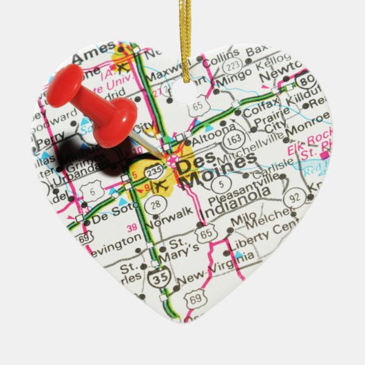 Des Moines, Iowa Keramisch Ornament (Voorkant)