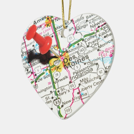 Des Moines, Iowa Keramisch Ornament (Links)