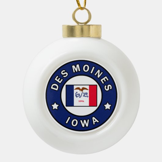 Des Moines Iowa Keramische Bal Ornament (Voorkant)