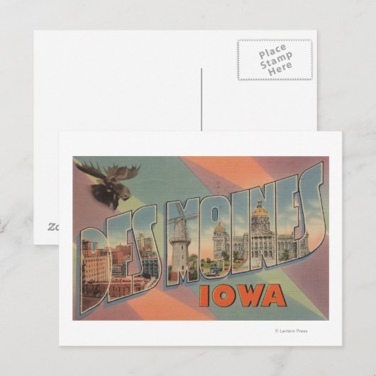 Des Moines, Iowa (Moose Head) Briefkaart (Voorkant / Achterkant)