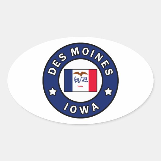 Des Moines Iowa Ovale Sticker (Voorkant)