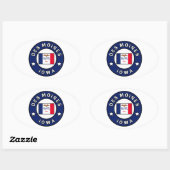 Des Moines Iowa Ovale Sticker (Vel)